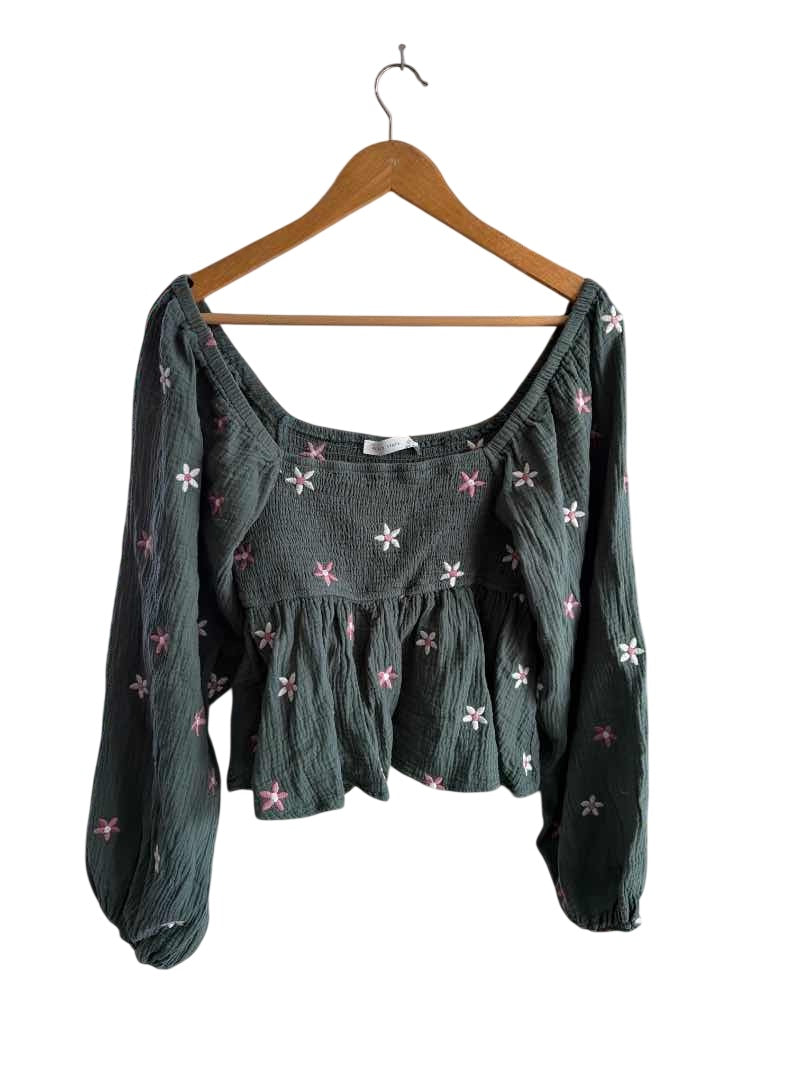 Altar’d State Floral Peplum Long Sleeves