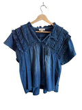 Elan Smocked Blouse Short Sleeves