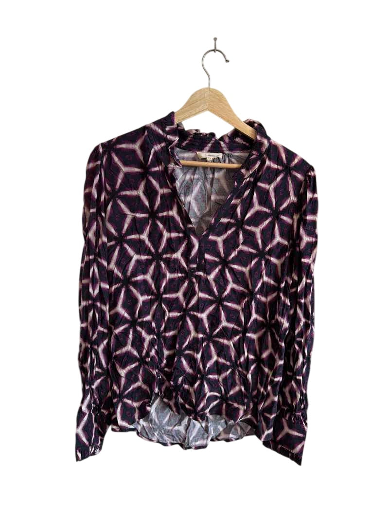 Suncoo Geometric Print Blouse Long Sleeves