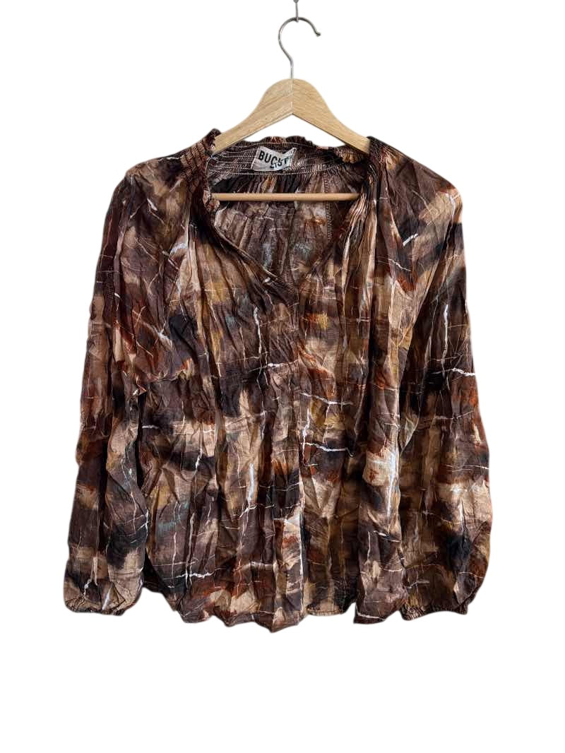 Bucket List Crinkled Blouse Long Sleeves